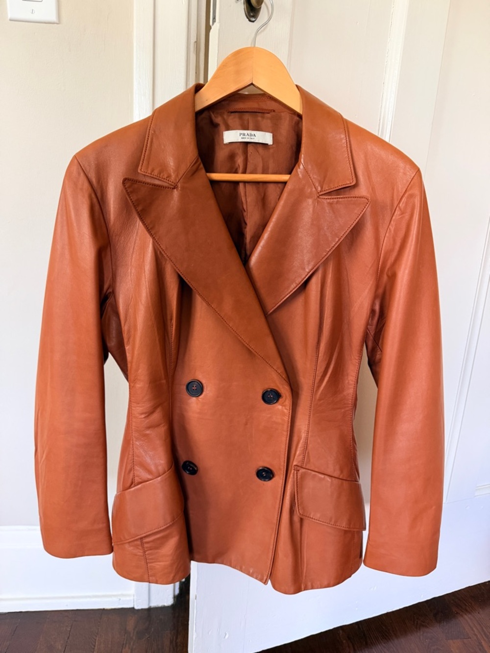 Prada Vintage 2099 Women's Double-Breasted Leather Blazer